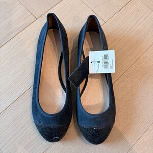 *NEW* VINTAGE - Joe Fresh navy Suede Ballet Flats with Glitter Toe Cap